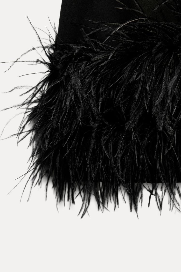 Claudia | Elegant Sleeveless Mini Dress with Feathers