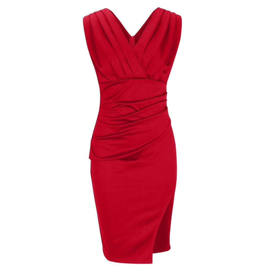 Florine | Elegant V-Neck Fitted Dress with Stylish Split