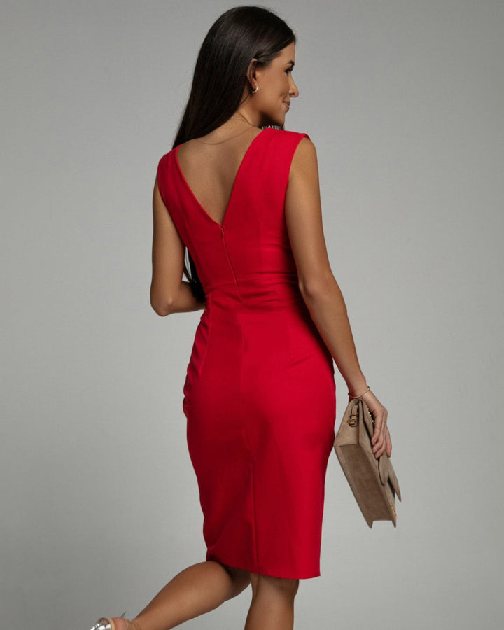 Florine | Elegant V-Neck Fitted Dress with Stylish Split