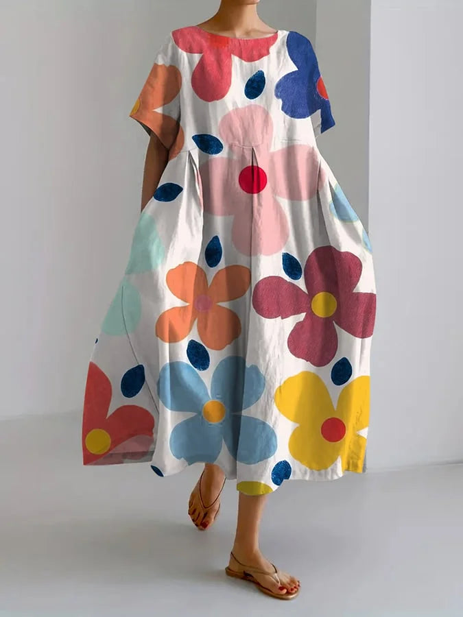 Eliana | Vibrant Floral Midi Dress for Effortless Summer Style