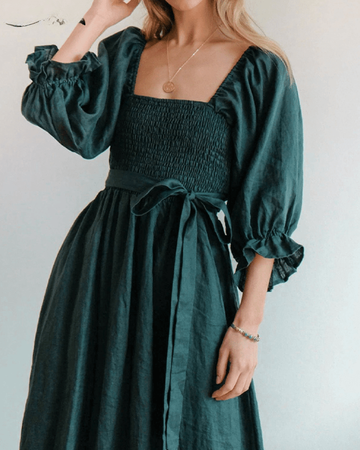 Tana | Elegant French Dress with Stylish Ruffled Sleeves