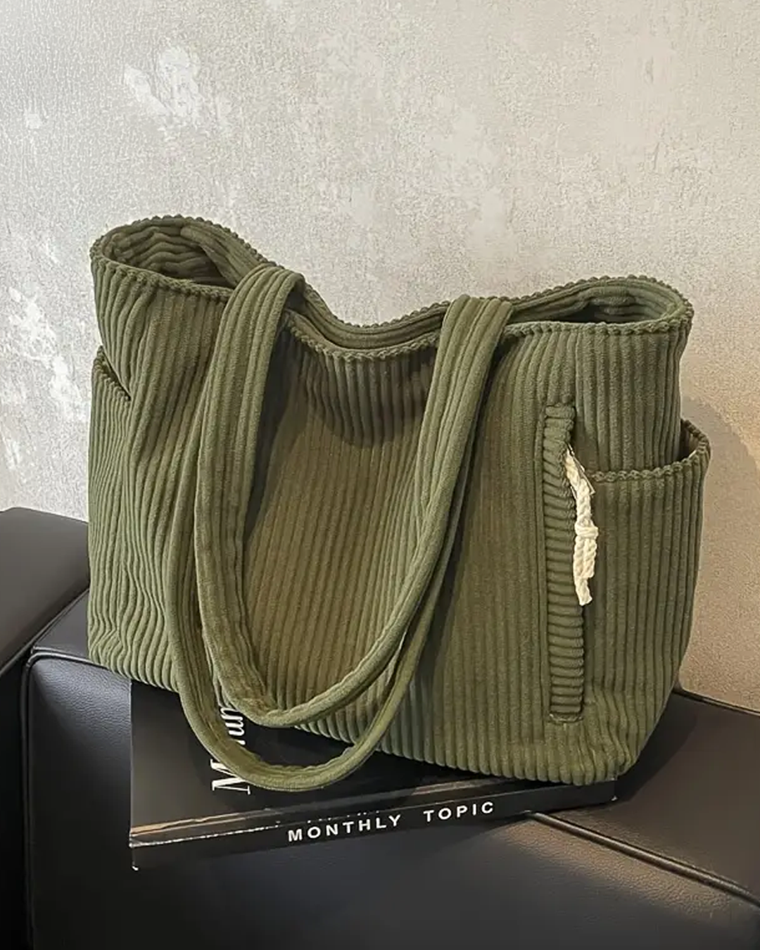 Tilda – Ribbed Tote Bag with Cord Detail