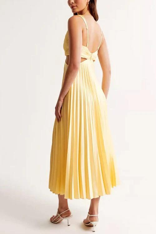 KESLEY™ | Elegant V-Neck Pleated Dress for Any Occasion