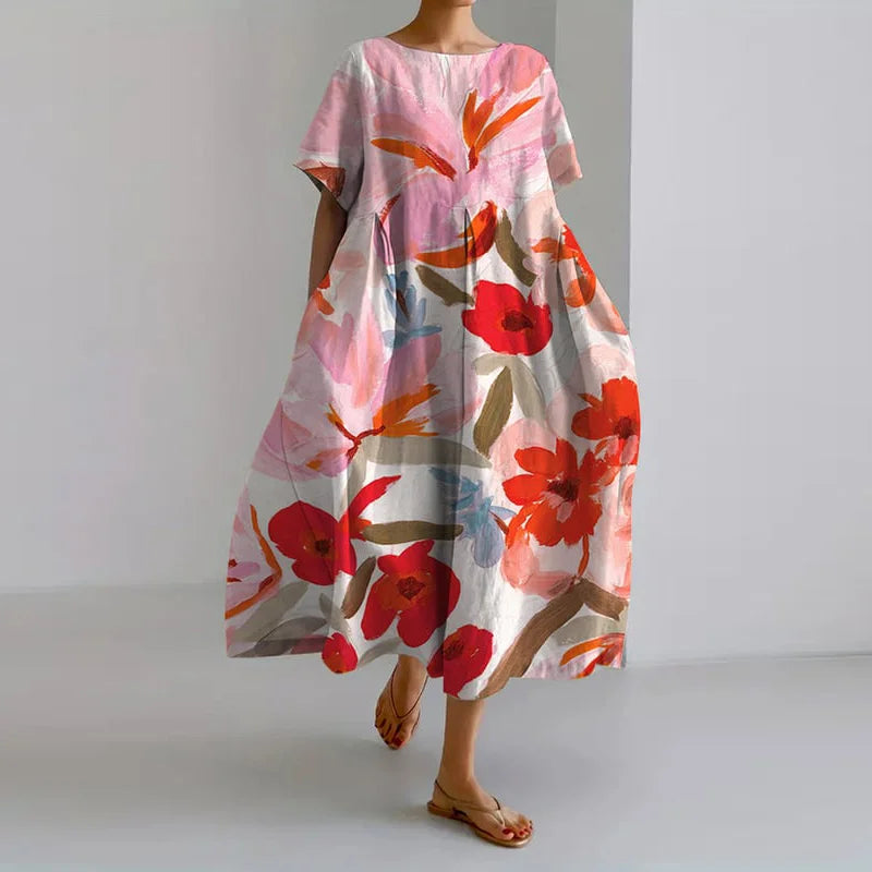 VALENTINA | Elegant Summer Floral Dress for Comfort and Style