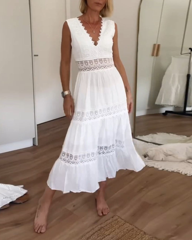 Kim | Elegant Lace V-Neck Dress for Any Occasion