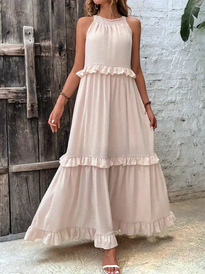 Sarah | Elegant Halter Maxi Dress with Ruffles, Perfect for Summer